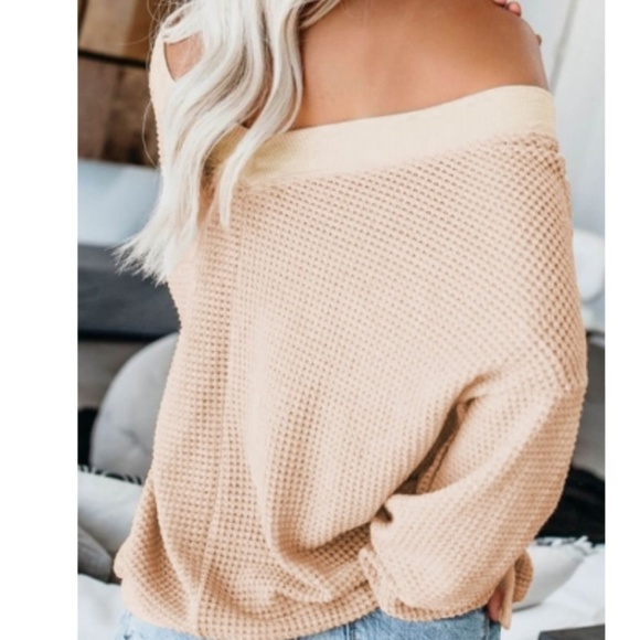 ** LAST 1!! sz. XL **Tan Sexy Slouched Thermal - Picture 2 of 6